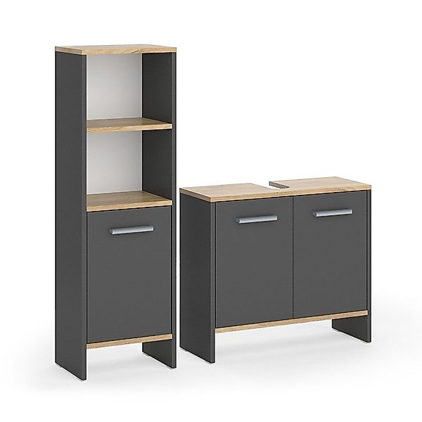 Vicco Badmöbel-Set Karli, Anthrazit/Goldkraft Eiche, 2 günstig online kaufen