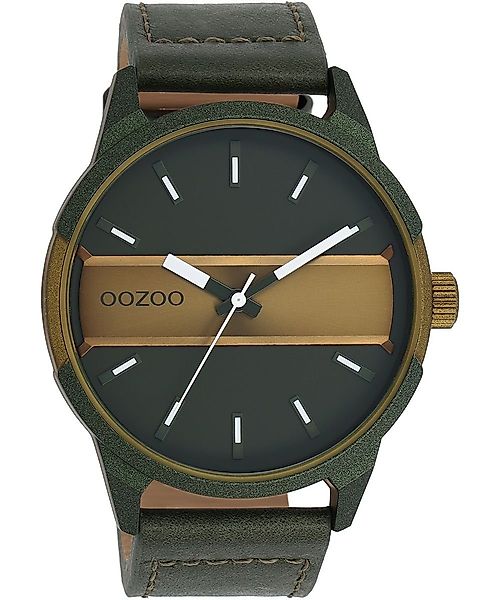 OOZOO Quarzuhr Herrenuhr C11233 Grün-Bronzefarben Lederband günstig online kaufen