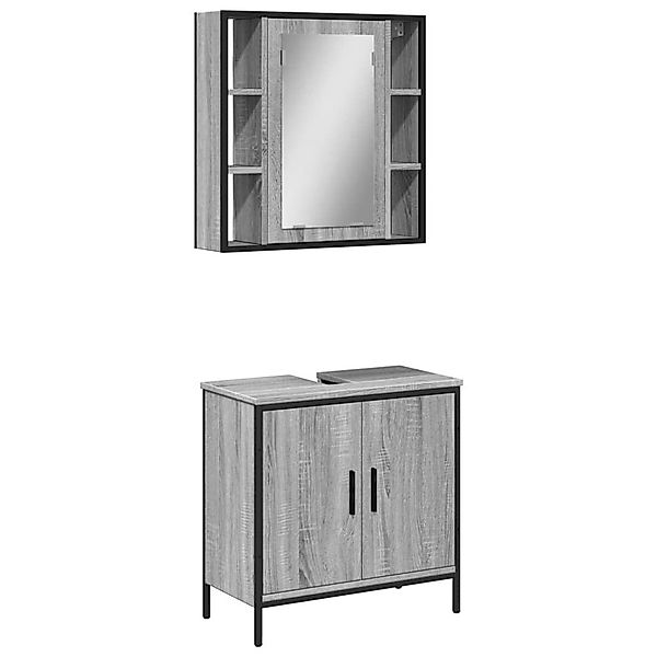 vidaXL Badezimmer-Set 2-tlg. Badmöbel-Set Grau Sonoma günstig online kaufen