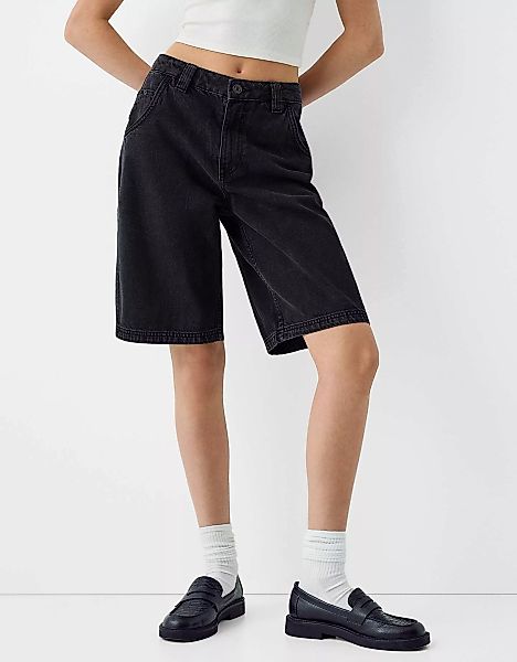 Bershka Jeans-Bermudashorts Damen 10-12 Schwarz günstig online kaufen