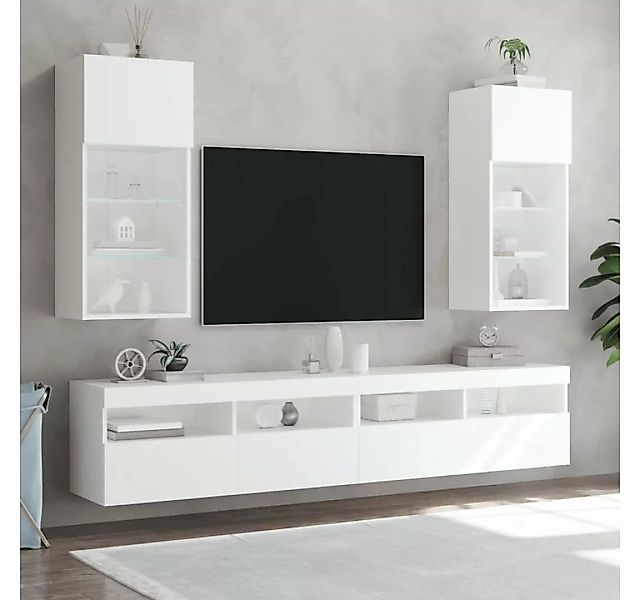 vidaXL TV-Schrank TV-Schränke mit LED-Leuchten 2 Stk Weiß 40,5x30x90 cm günstig online kaufen
