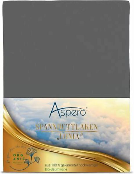 Aspero® Bio-Baumwoll Spannbettlaken Minas Bettlaken anthrazit Gr. 180 x 200 günstig online kaufen
