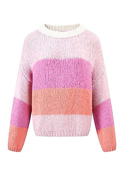 SASSYCLASSY Strickpullover Locker gestreifter Strickpullover in Rosa-Peach günstig online kaufen