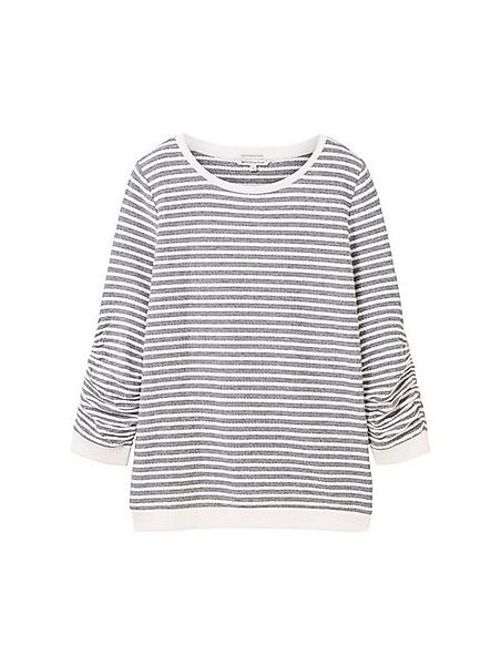 TOM TAILOR Denim Sweatshirt striped jacquard sweatshirt, blue white structu günstig online kaufen