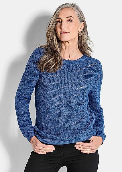 GOLDNER Strickpullover Eleganter Langarm-Strick mit Glanz Grafischer Ajourp günstig online kaufen