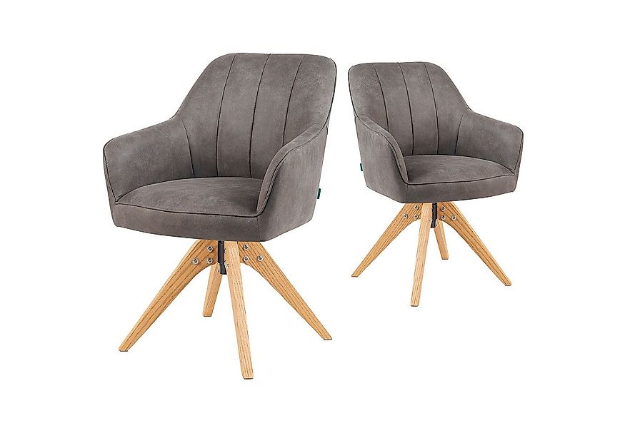 DUBI Möbel Polsterstuhl Mika-Noah, Federkern, Eiche geölt, 360° drehbar im günstig online kaufen