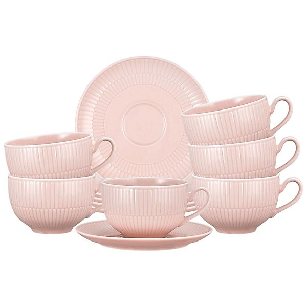 Seltmann Weiden Amina Milchkaffeetasse mit Untertasse 350 ml 6er Set Rosé günstig online kaufen