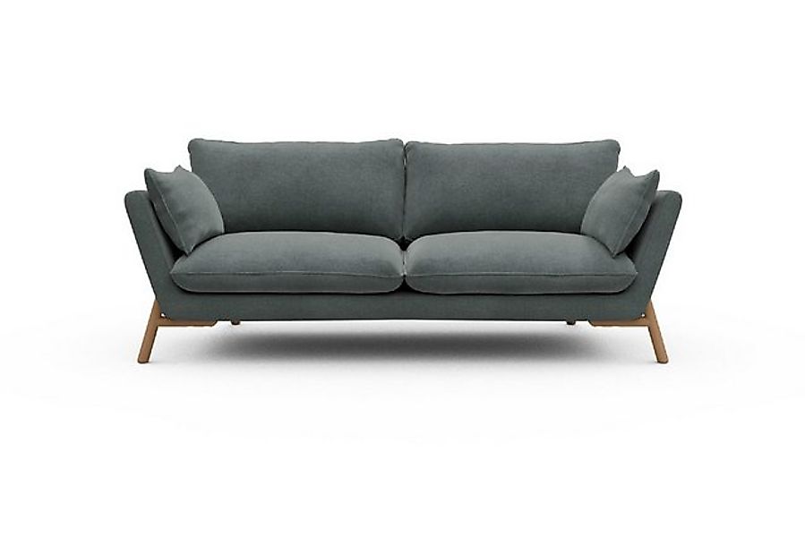 moebelfaktor Sofa Emil 3-Sitzer Beinfarbe Eiche Natur, schräg gestellte Arm günstig online kaufen