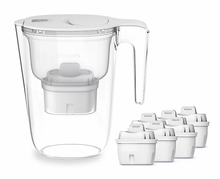 Philips Wasserfilter "Philips Wasserfilter-Kanne 2,6L weiß inkl. 6 Filterka günstig online kaufen