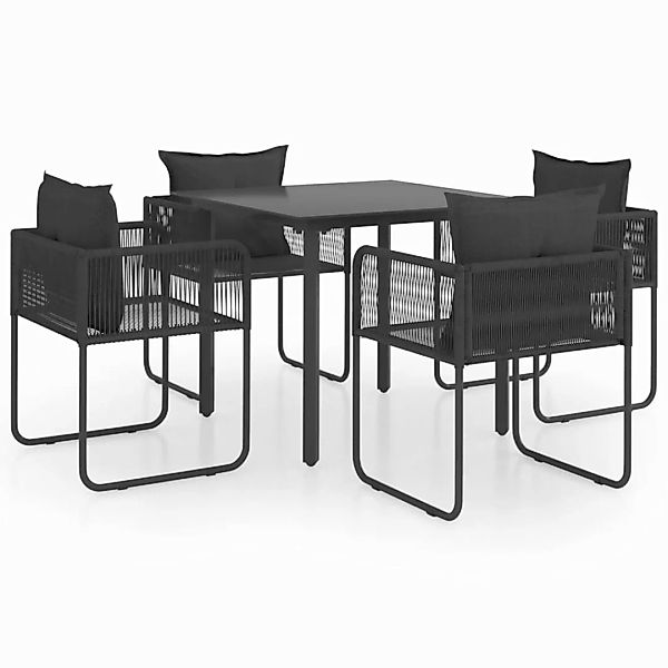 5-tlg. Garten-essgruppe Pvc Rattan Schwarz günstig online kaufen