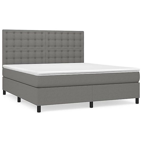 vidaXL Boxspringbett, Boxbett mit Matratze Dunkelgrau 180x200 cm Stoff günstig online kaufen