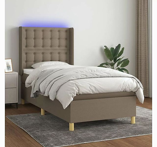 vidaXL Boxspringbett Boxspringbett mit Matratze LED Taupe 100x200 cm Stoff günstig online kaufen