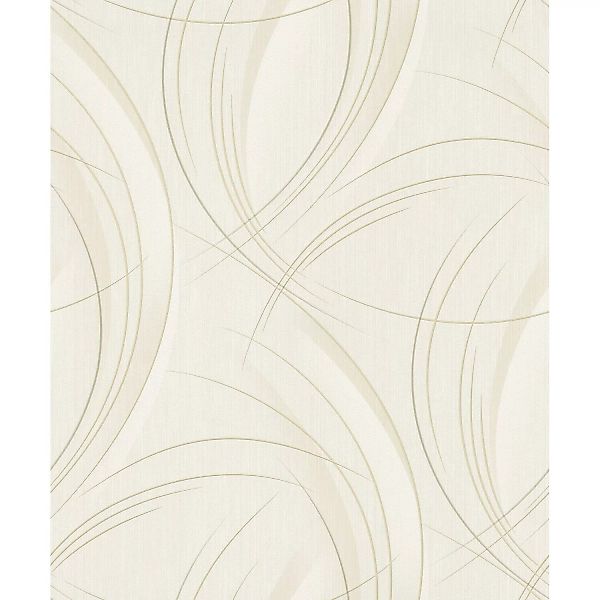 Bricoflor Muster Tapete mit Geschwungenen Linien Moderne Vliestapete in Cre günstig online kaufen