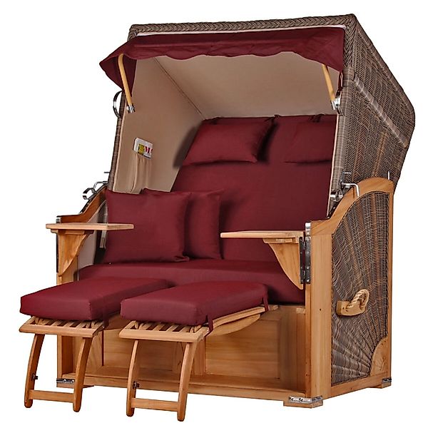 bene living Strandkorb Komplettset Schaalsee Teak PE grau Modell 550 günstig online kaufen