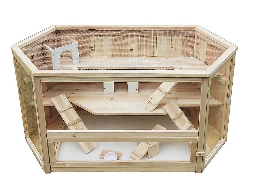 BruKa Kleintierkäfig VILLA Nagerkäfig Holz Hamsterkäfig Stall Meerschweinch günstig online kaufen