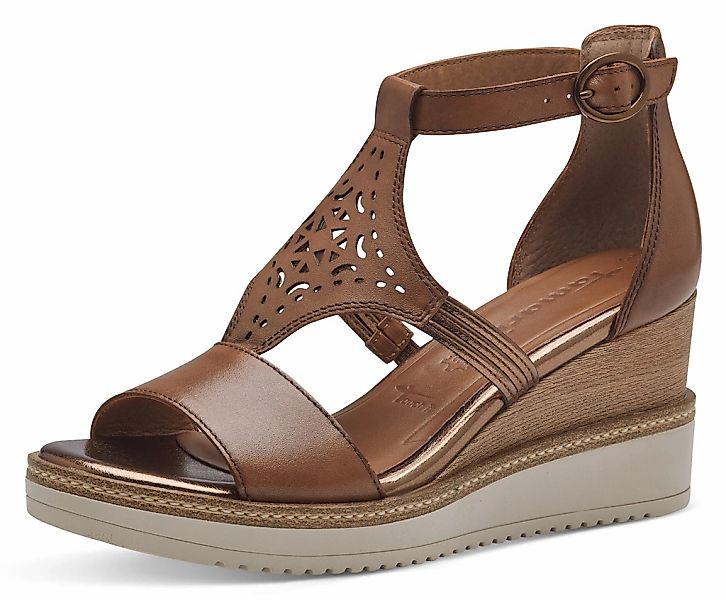 Tamaris Keilsandalette, Sommerschuh, Sandale, Keilabsatz, mit modischen Cut günstig online kaufen