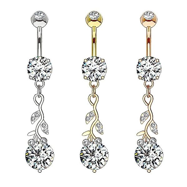Taffstyle Bauchnabelpiercing Piercing Chirurgenstahl Kristall Blätter, günstig online kaufen