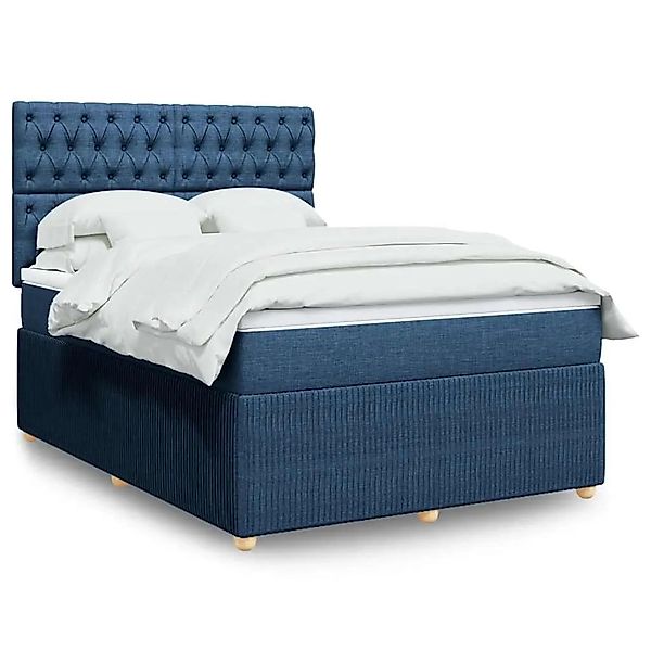 vidaXL Boxspringbett mit Matratze Blau 140x200 cm Stoff 3294392 günstig online kaufen