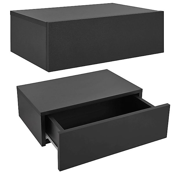 Juskys Wandregal Nachttisch 46x30x15 cm mit Schublade Schwarz günstig online kaufen