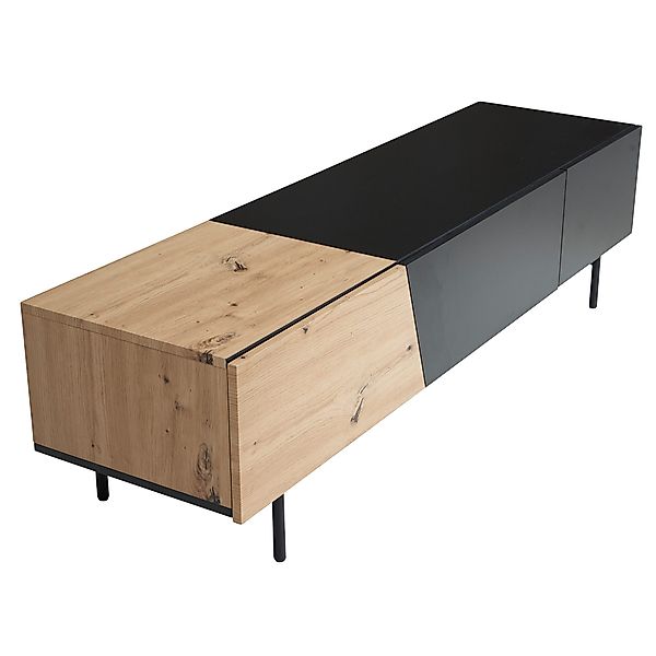 FINEBUY Lowboard FB56048 (Schwarz / Eiche-Dekor, günstig online kaufen
