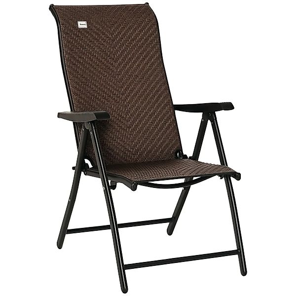 Outsunny Klappstuhl PE-Rattan Stahl Braun 58L x 71B x 111H cm günstig online kaufen