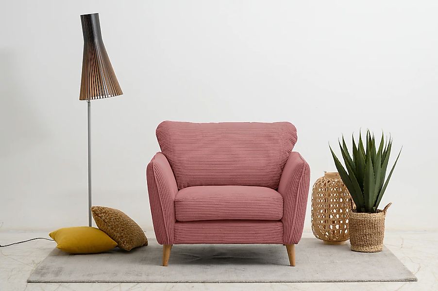Home affaire Sessel "MARSEILLE", Massivholzbeine Eiche, Landhausstil, Welle günstig online kaufen