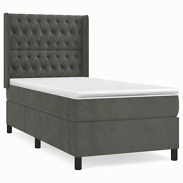 furnicato Bett Boxspringbett mit Matratze Dunkelgrau 80x200 cm Samt (1-tlg) günstig online kaufen