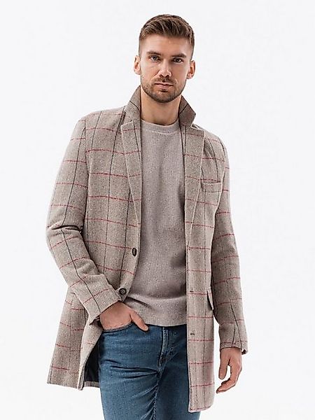 OMBRE Kurzmantel Einreihiger Karomantel für Herren - beige V1 C500 S günstig online kaufen