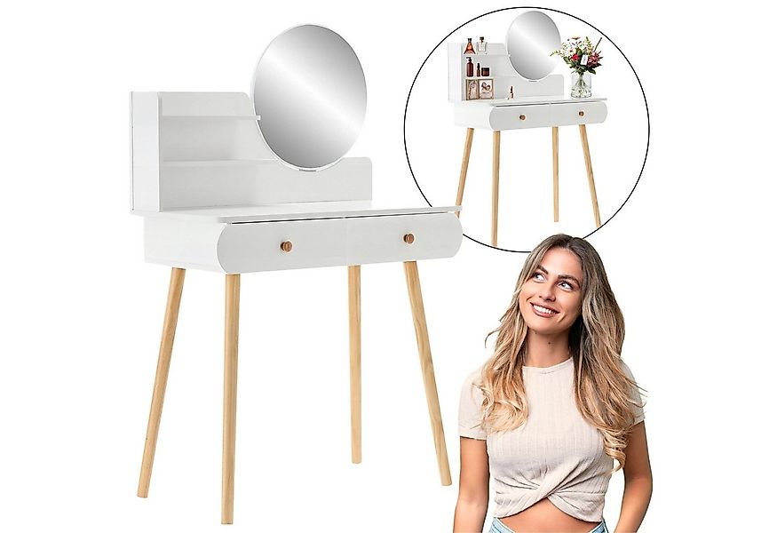 Sarcia.eu Spiegelschrank Weißer Kosmetikschminktisch mit Spiegel und Ablage günstig online kaufen