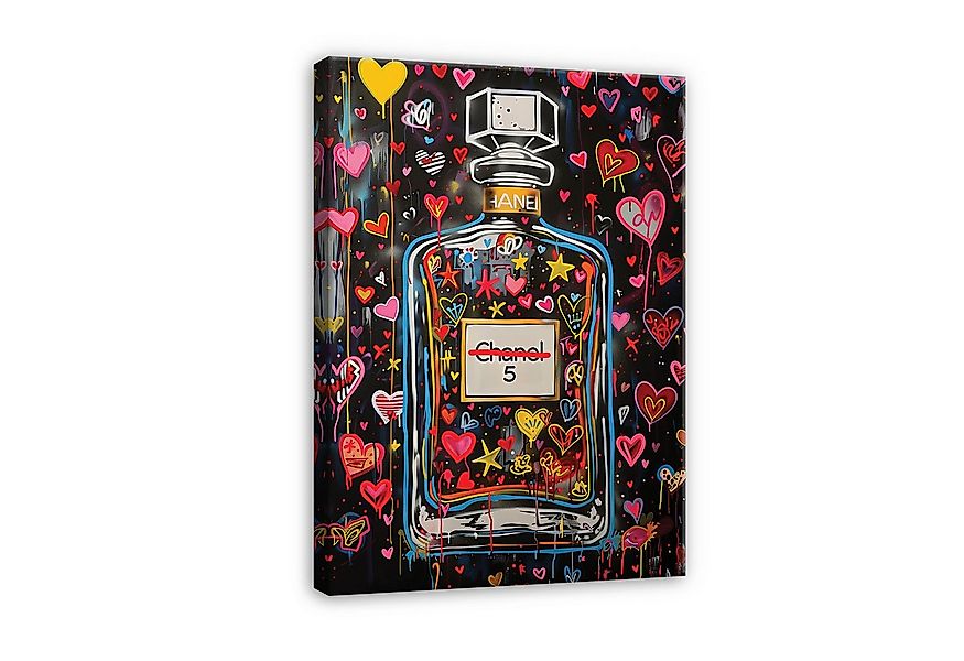 Wallarena Leinwandbild Bilder Parfüm Coco Art Herzen Bild Wandbild XXL Lein günstig online kaufen