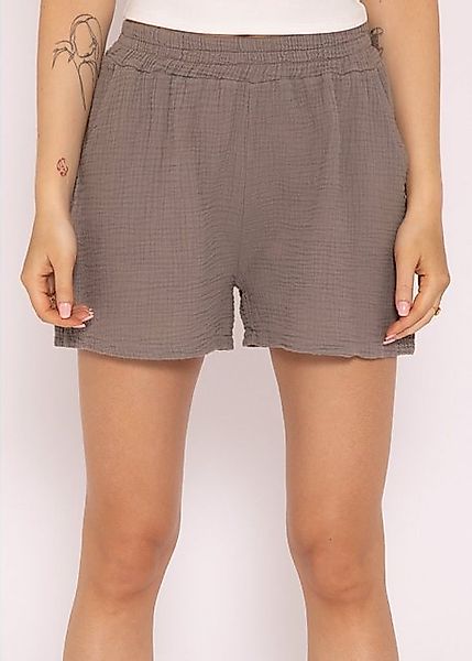 SASSYCLASSY Shorts Lockere Musselin Shorts High-Waist Baumwoll Shorts mit E günstig online kaufen