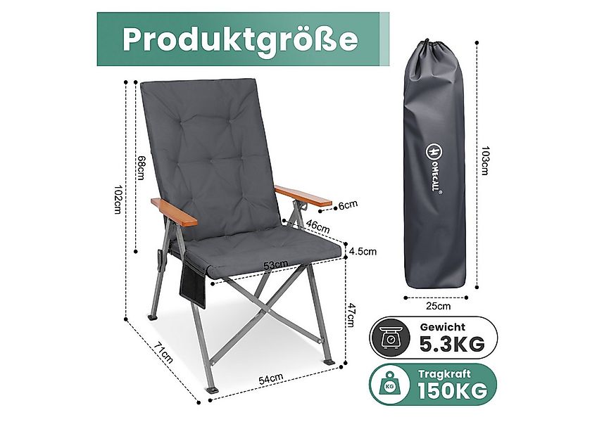 HOMECALL Campingstuhl Faltbar Hochlehner Luxus Klappstuhl mit 4,5cm Dicke G günstig online kaufen