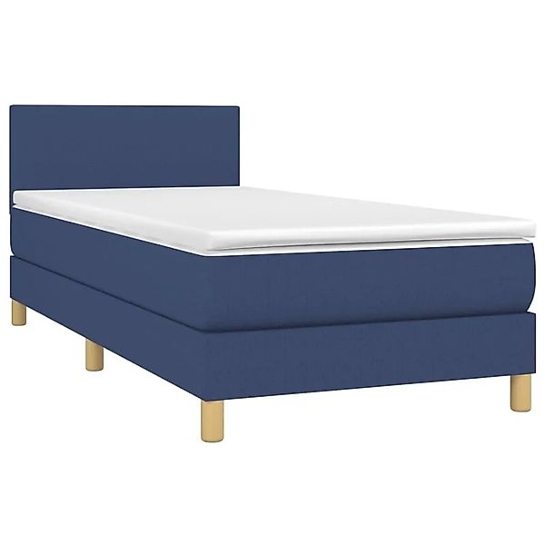 vidaXL Boxspringbett mit Matratze & LED Blau 100x200 cm Stoff 3133539 günstig online kaufen