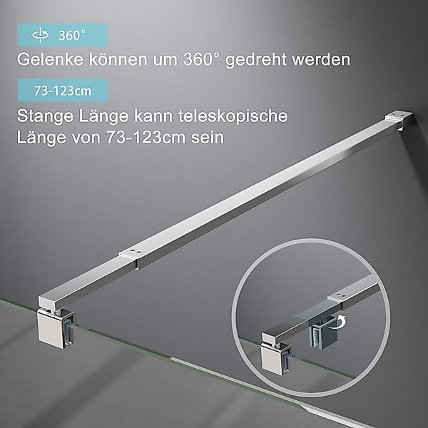 Boromal Duschwand-Stabilisationsstange Dusche Schwarz Chrom für 5-10mm Halt günstig online kaufen