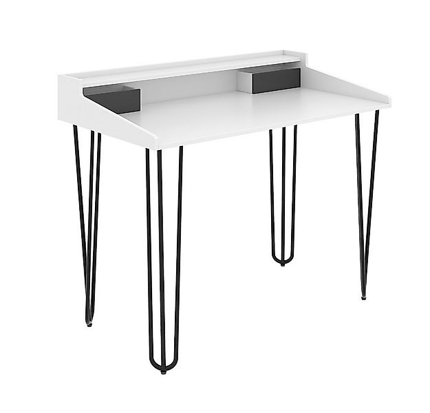 Vicco Schreibtisch Sannar, Weiß/Schwarz, 110 x 60 cm mit Schubladen günstig online kaufen