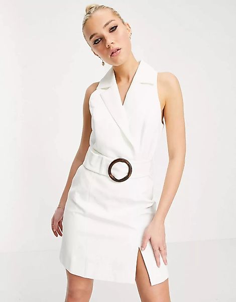Forever New – Weißes Minikleid in Anzug-Look mit Gürtel günstig online kaufen