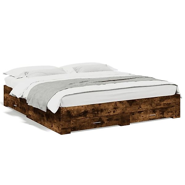 vidaXL Bettgestell mit Schubladen Räuchereiche 200x200cm Holzwerkstoff 3280 günstig online kaufen