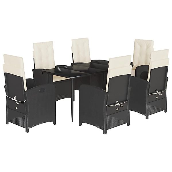 vidaXL 7-Tlg Garten-Essgruppe mit Kissen Schwarz Poly Rattan 3212295 günstig online kaufen