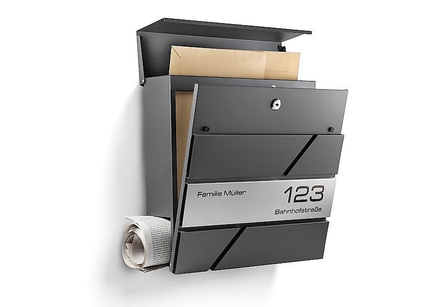 NewHabitat Briefkasten Moderner Wandbriefkasten Personalisierbar Anthrazit günstig online kaufen