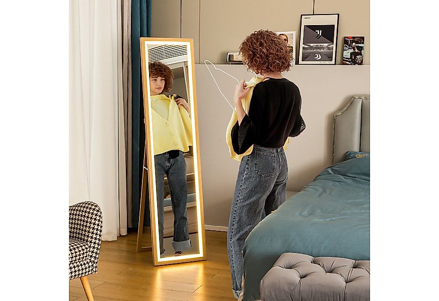 HOMCOM Standspiegel Ganzkörperspiegel 40 x 160 cm mit LED-Lichte, 3 Lichtfa günstig online kaufen