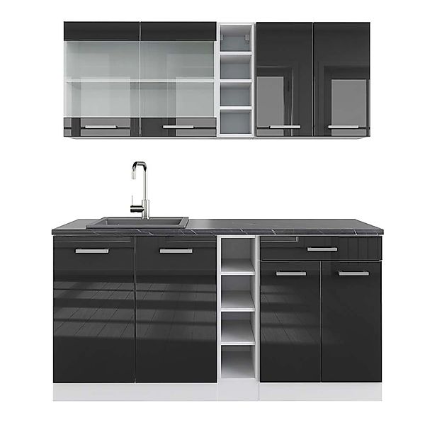 Vicco R-Line Singleküche Anthrazit Hochglanz/Weiß 160 cm AP Anthrazit günstig online kaufen