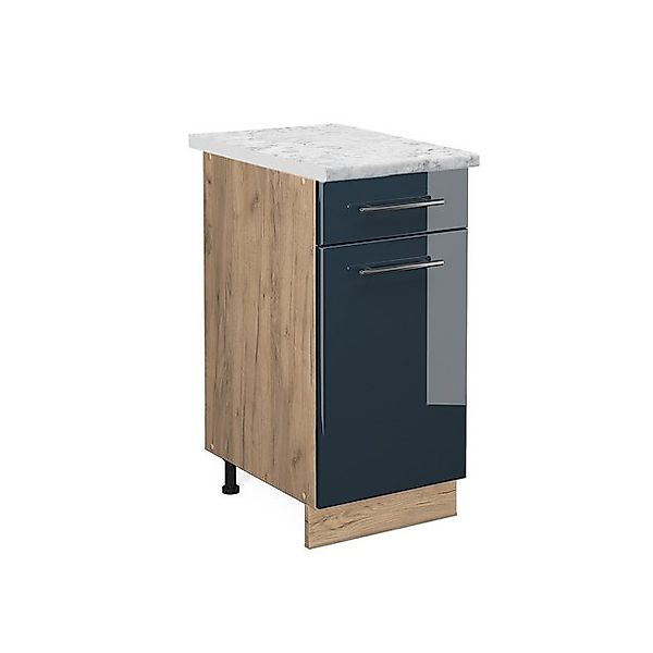 Vicco Küchenunterschrank Fame-Line Dunkelblau Hochglanz/Goldkraft Eiche 40 günstig online kaufen