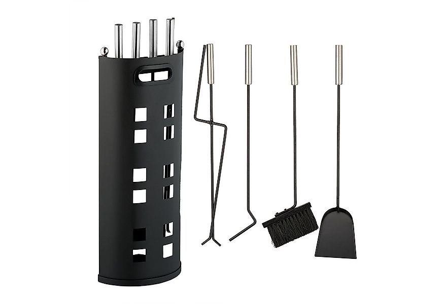 relaxdays Kamingarnitur 5-teiliges Kaminbesteck in Schwarz günstig online kaufen
