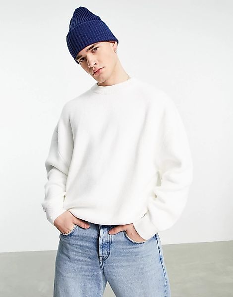 Weekday – John – Oversize-Pullover in Weiß günstig online kaufen