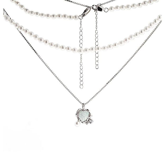 Golders Silberkette Mehrreihige Halskette aus 925 Silber (mit Herzanhänger günstig online kaufen