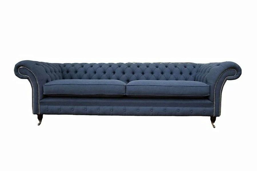 JVmoebel Sofa Design Sofa 4 Sitzer Couch Textil Polster Blau Sofas Chesterf günstig online kaufen