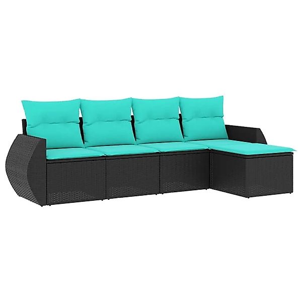 vidaXL 5-Tlg Gartensofa-Set mit Kissen Schwarz Polyrattan 3221286 günstig online kaufen