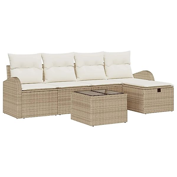 vidaXL Sofa Set mit Kissen mit Speicher Beige und Creme Poly-Rattan 3359070 günstig online kaufen