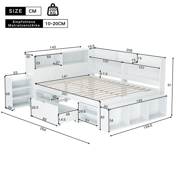 Ulife Kinderbett Jugendbett, multifunktionales Holzbett mit günstig online kaufen