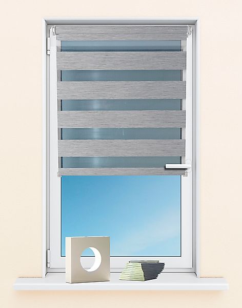Kutti Doppelrollo »Sola«, Lichtschutz, ohne Bohren, freihängend, DUO-Rollo, günstig online kaufen
